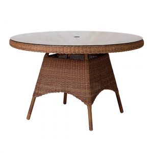 sanmo-round-1200mm-glass-top-dining-table-red-pine