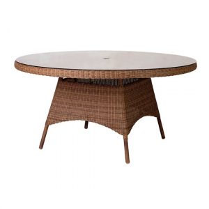 sanmo-round-1500mm-glass-top-dining-table-red-pine