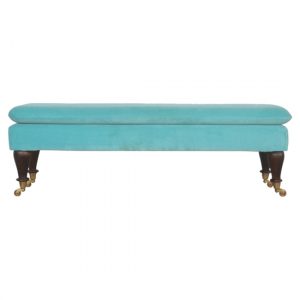 trenton-velvet-hallway-seating-bench-aqua-castor-legs