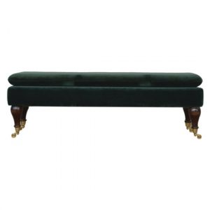 trenton-velvet-hallway-seating-bench-green-castor-legs