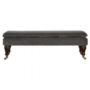 trenton-velvet-hallway-seating-bench-grey-castor-legs
