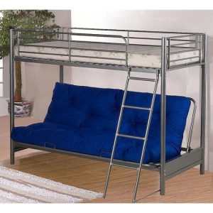Awoka-Futon-Metal-Bunk-Bed-In-Silver-New