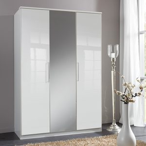 Bruce-Mirrored-3-Doors-Wardrobe-White-High-Gloss-Fronts