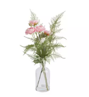 Habitat Artificial Floral in Glass Vase - Pink