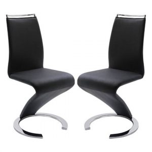 Summer-Z-Black-Faux-Leather-Dining-Chairs-Pair