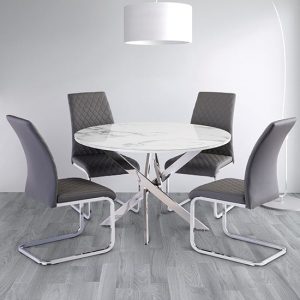 Wivola-Marble-Effect-Dining-Table-4-Tiklo-Grey-Chairs