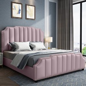 abilene-plush-velvet-double-bed-pink