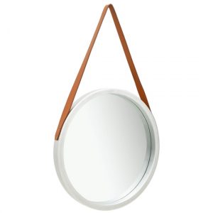 ailie-medium-retro-wall-mirror-faux-leather-strap-silver