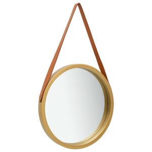 ailie-small-retro-wall-mirror-faux-leather-strap-gold