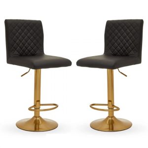 akro-black-faux-leather-bar-stools-gold-base-pair