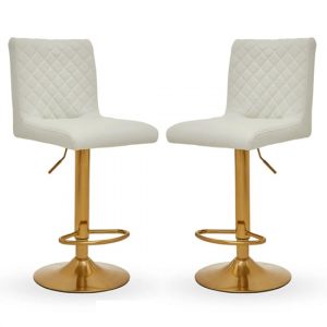 akro-white-faux-leather-bar-stools-gold-base-pair