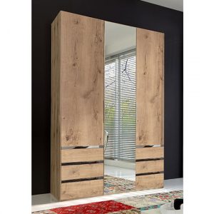 alkes-mirrored-wardrobe-planked-oak-3-doors-6-drawers