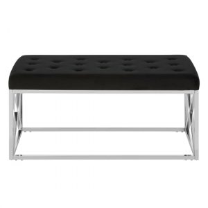 alluras-black-velvet-dining-bench-silver-cross-frame