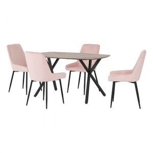 alsip-dt-medium-oak-effect-4-avah-pink-chairs