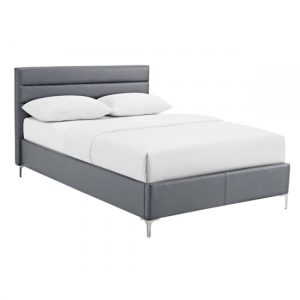 arco-faux-leather-double-bed-grey-chrome-t-legs