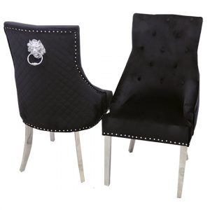 benton-lion-knocker-black-velvet-dining-chairs-pair