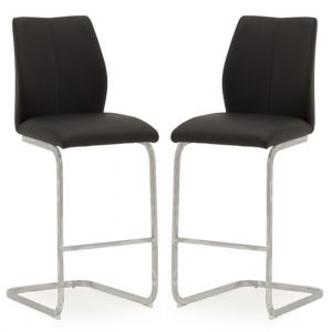 bernie-black-leather-bar-chairs-chrome-frame-pair