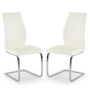 bernie-white-leather-dining-chairs-chrome-frame-pair
