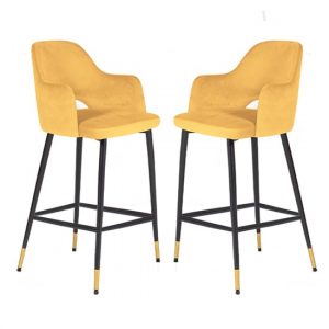biretta-mustard-velvet-bar-chairs-metal-frame-pair
