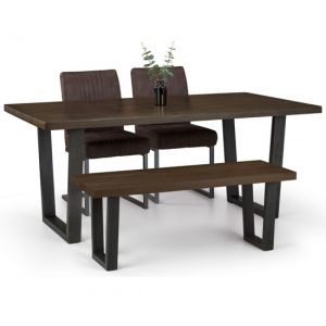 brooklyn-dark-oak-dining-table-bench-2-grey-chairs
