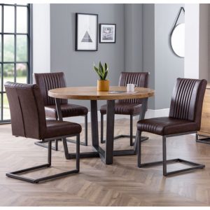 brooklyn-round-dining-set-oak-4-brown-leather-chairs