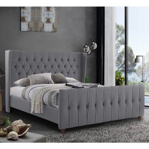 cadott-plush-velvet-double-bed-grey