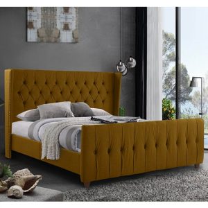 cadott-plush-velvet-double-bed-mustard