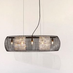cage-oval-5-pendant-light-black-crystal-glass-panels