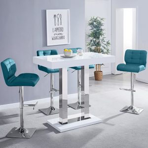caprice-white-gloss-bar-table-4-candid-teal-stools