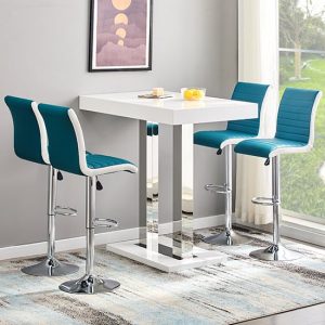caprice-white-gloss-bar-table-4-ritz-teal-white-stools