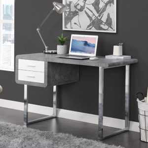 carlo-computer-desk-concrete-effect-chrome-legs-new