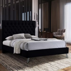 carrara-plush-velvet-double-bed-black