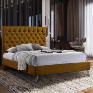 carrara-plush-velvet-double-bed-mustard