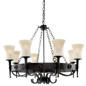 cartwheel-black-iron-8-lights-pendant-light-sanded-glass