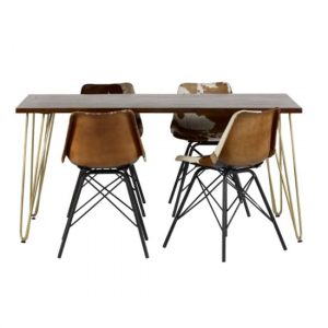 chort-wooden-dining-table-dark-walnut-4-cowhide-chairs