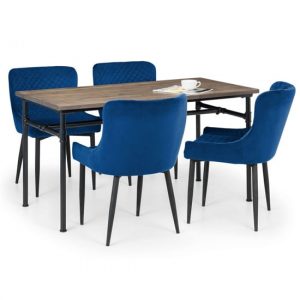 clemson-dining-table-mocha-elm-4-luxe-blue-chairs