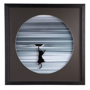 climbing-cat-picture-glass-wall-art-white-wooden-frame