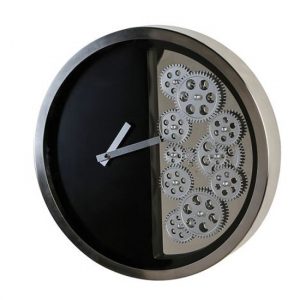 cogs-stainless-steel-wall-clock-black-silver-frame