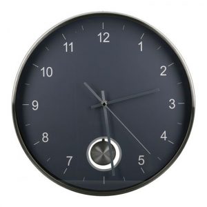 comb-glass-wall-clock-dark-grey-silver-metal-frame
