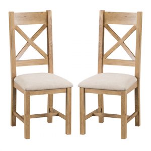 concan-medium-oak-cross-back-fabric-seat-dining-chairs-pair