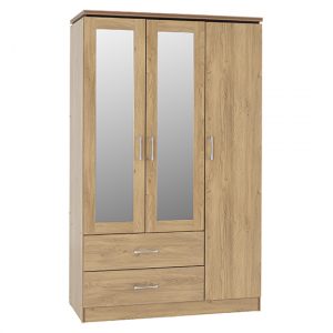 crieff-mirrored-wardrobe-3-doors-2-drawers-oak-effect