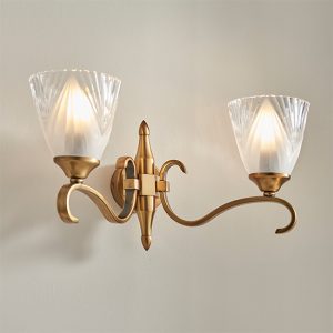 cua-twin-wall-light-antique-brass-deco-glass