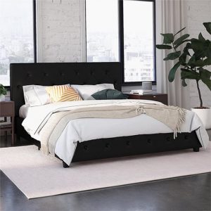 dalya-faux-leather-double-bed-black