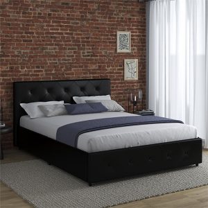 dalya-faux-leather-double-bed-drawers-black