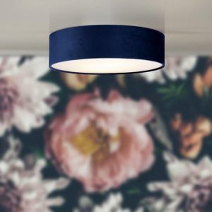drum-2-lights-flush-ceiling-light-blue-velvet-shade