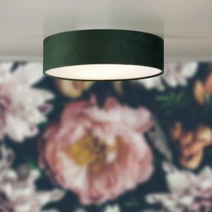 drum-2-lights-flush-ceiling-light-green-velvet-shade