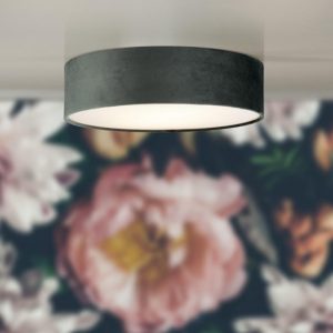 drum-2-lights-flush-ceiling-light-grey-velvet-shade