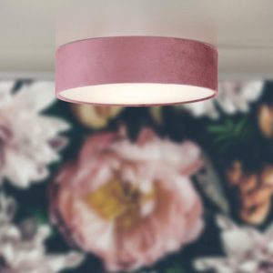 drum-2-lights-flush-ceiling-light-pink-velvet-shade