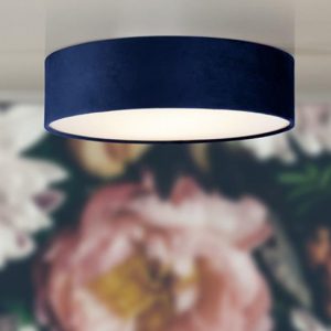 drum-3-lights-flush-ceiling-light-blue-velvet-shade