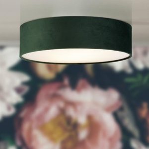 drum-3-lights-flush-ceiling-light-green-velvet-shade